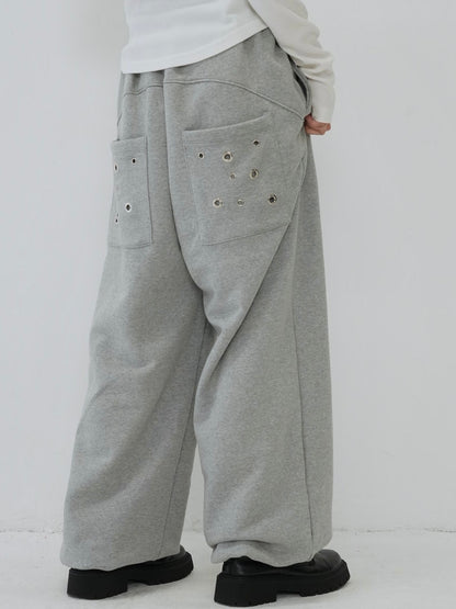 eyelet wide sweat pants