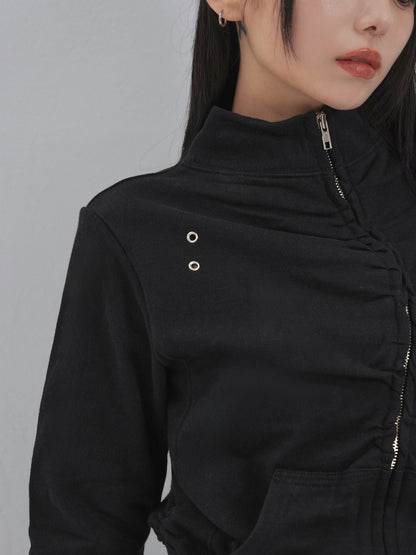 eyelet wave zip tops