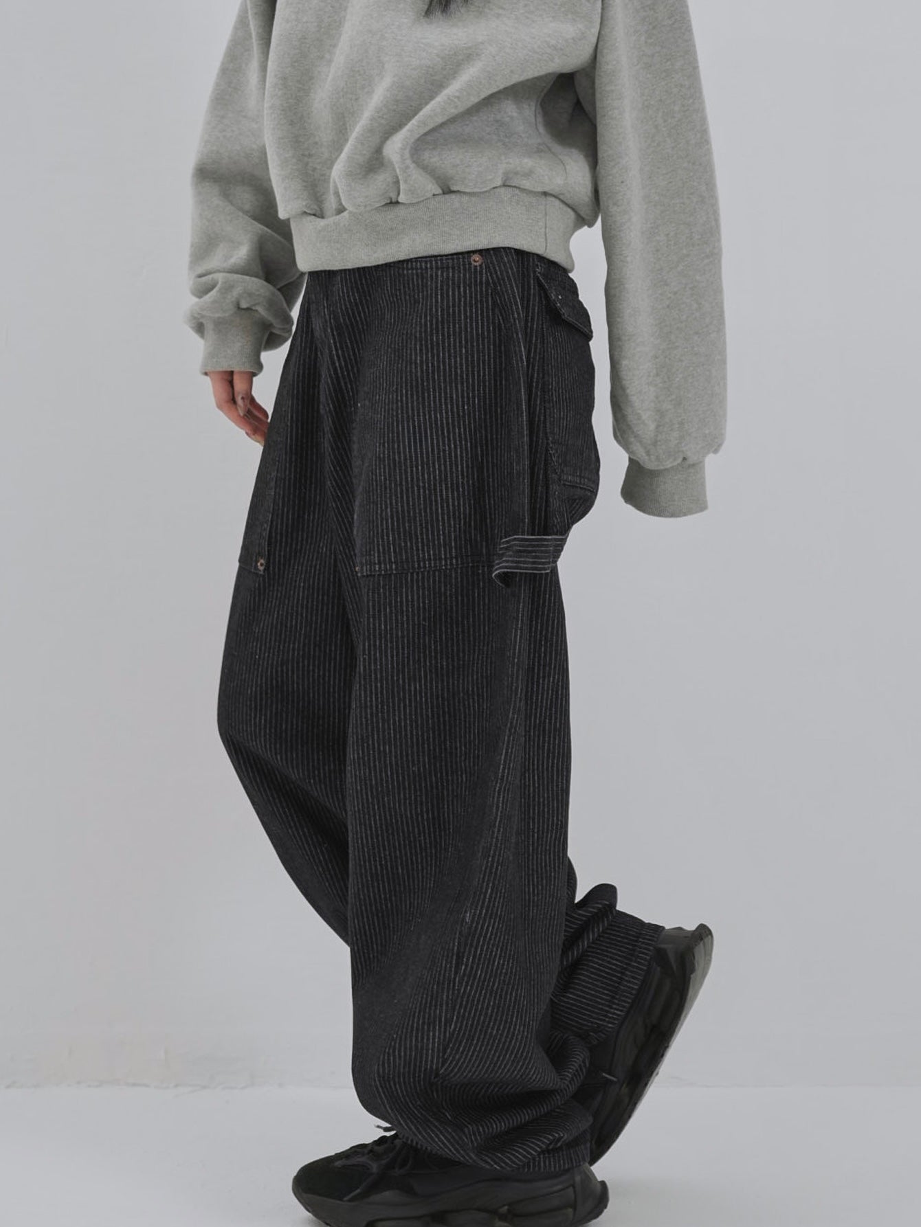 loose stripe wide pants