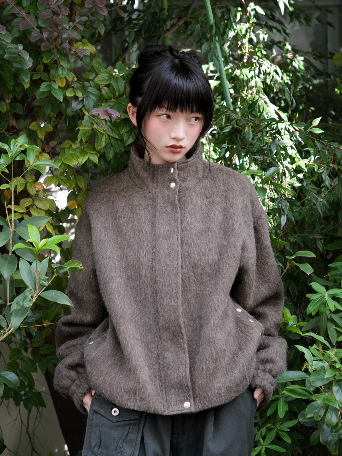 mohair snap blouson
