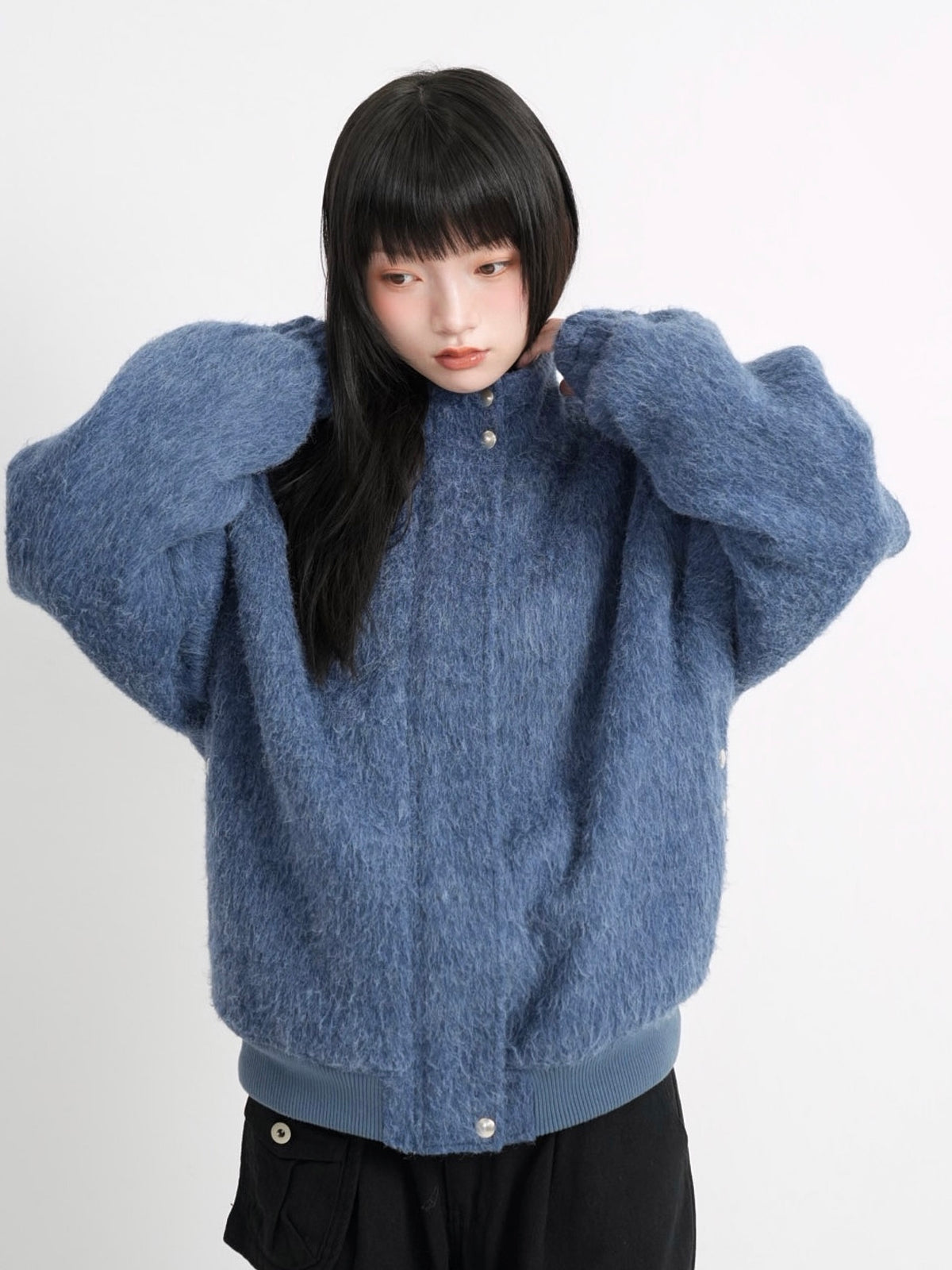 mohair snap blouson