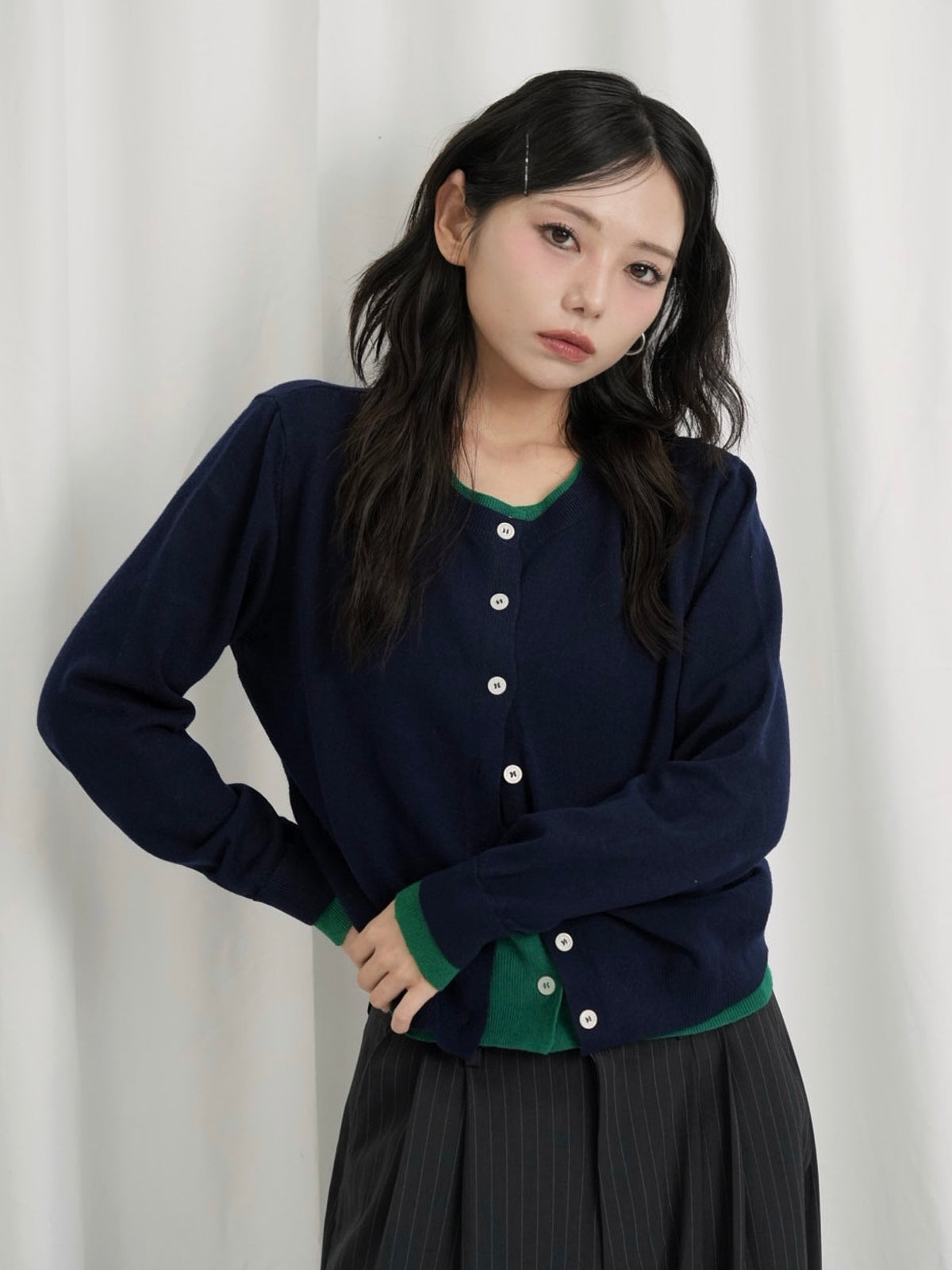 layered panel cardigan