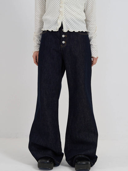button line bootcut denim pants