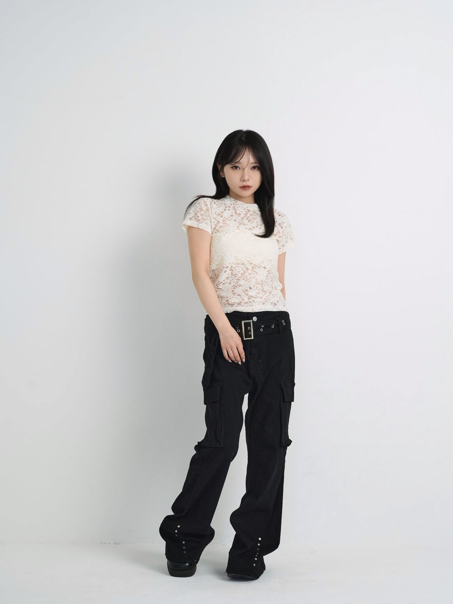 sheer flower lace tops
