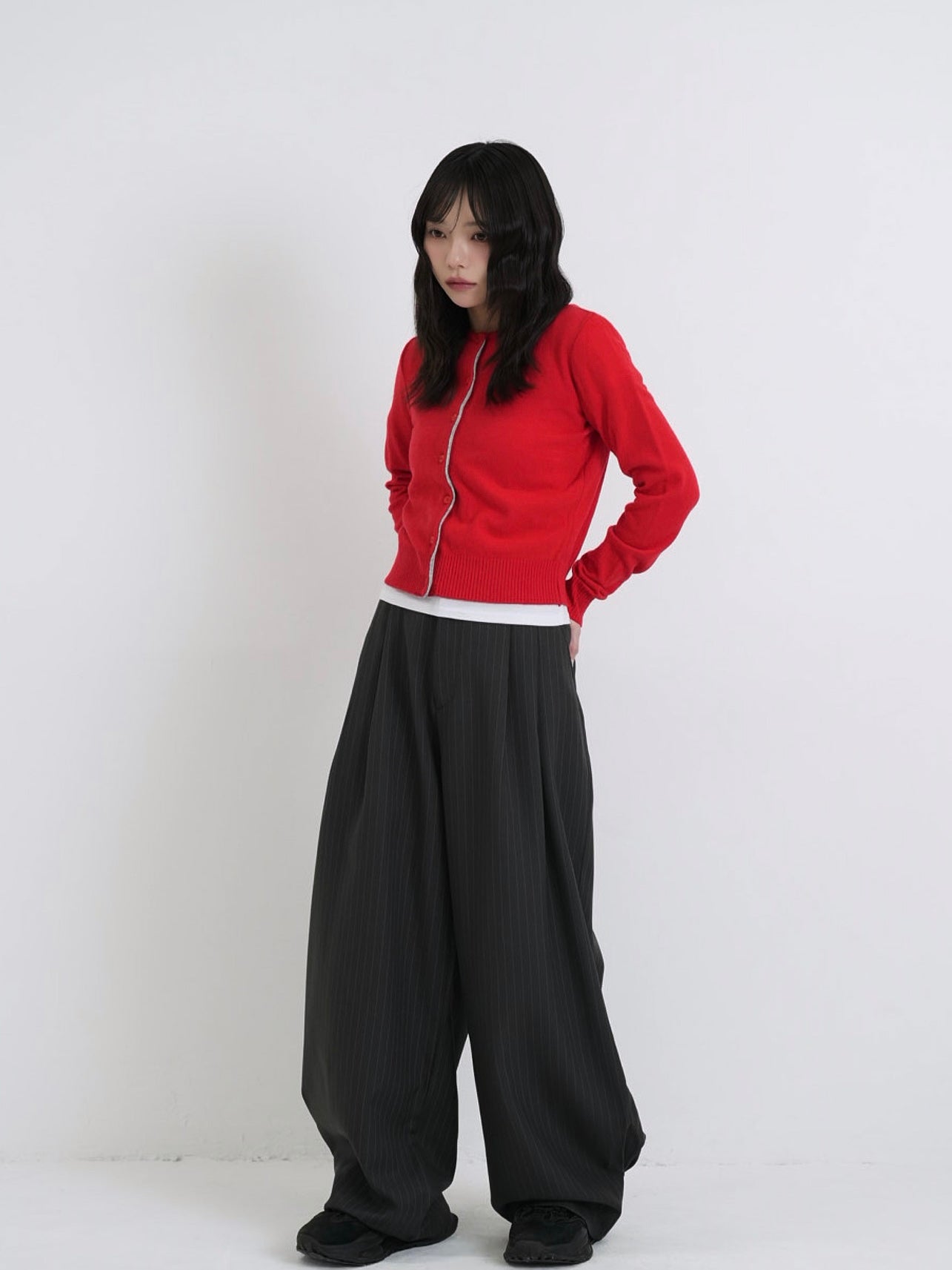 contrast line cardigan