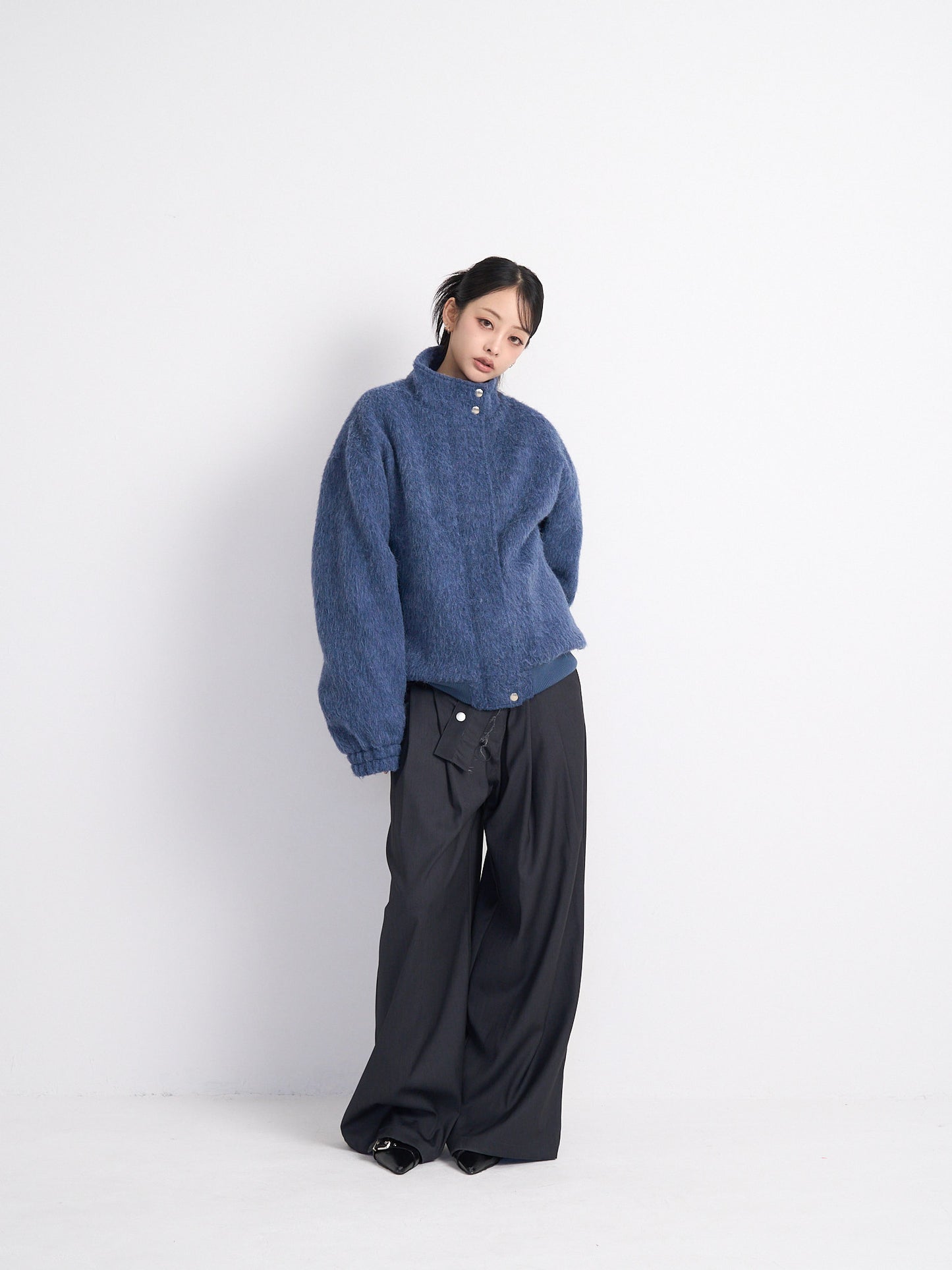 mohair snap blouson