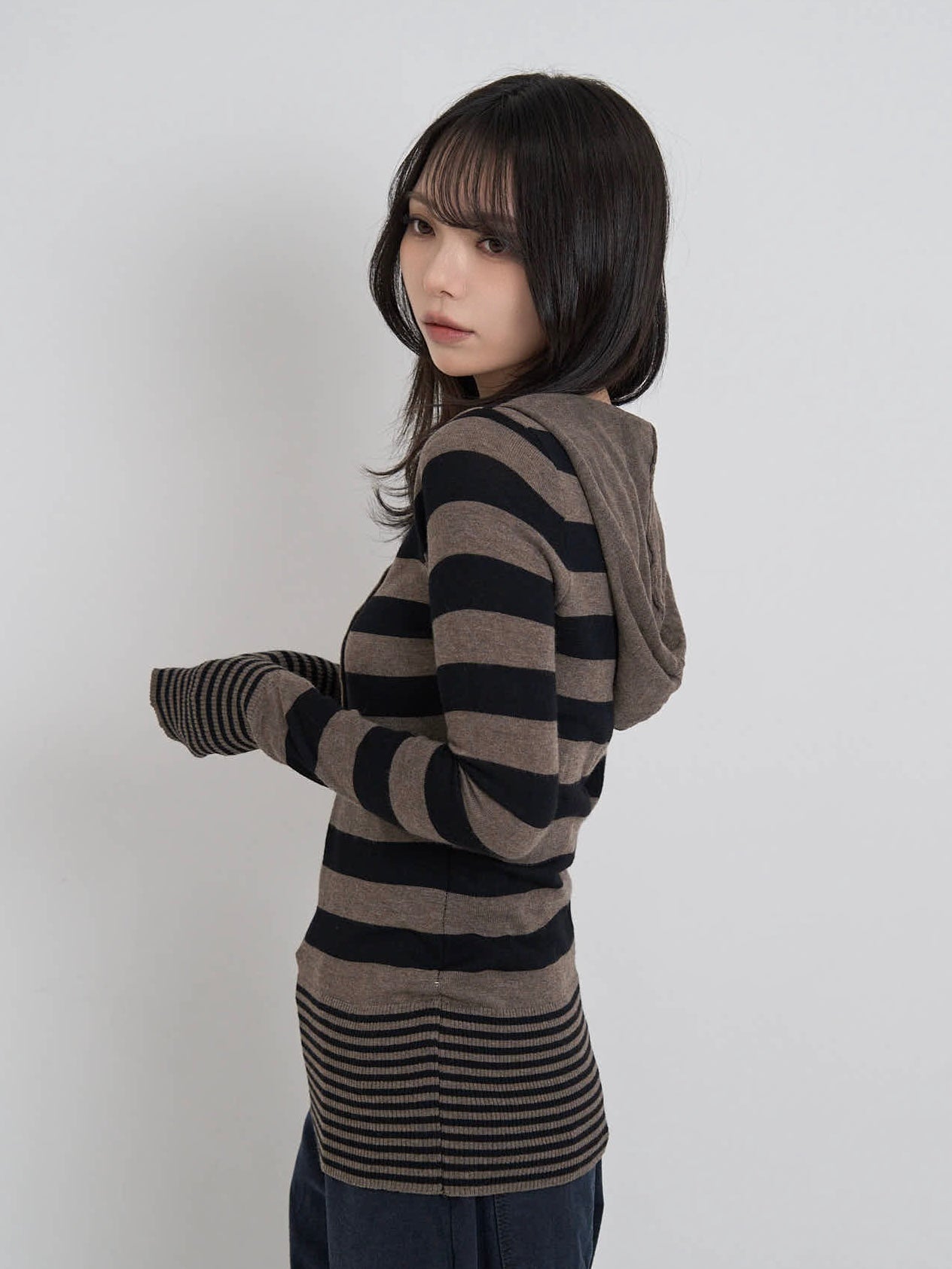 tight stripe hood knit