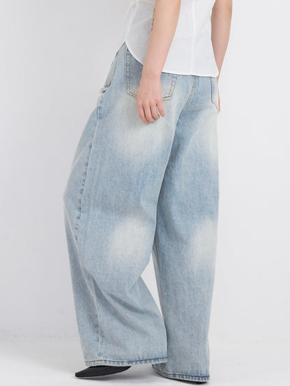 curved panel denim pants