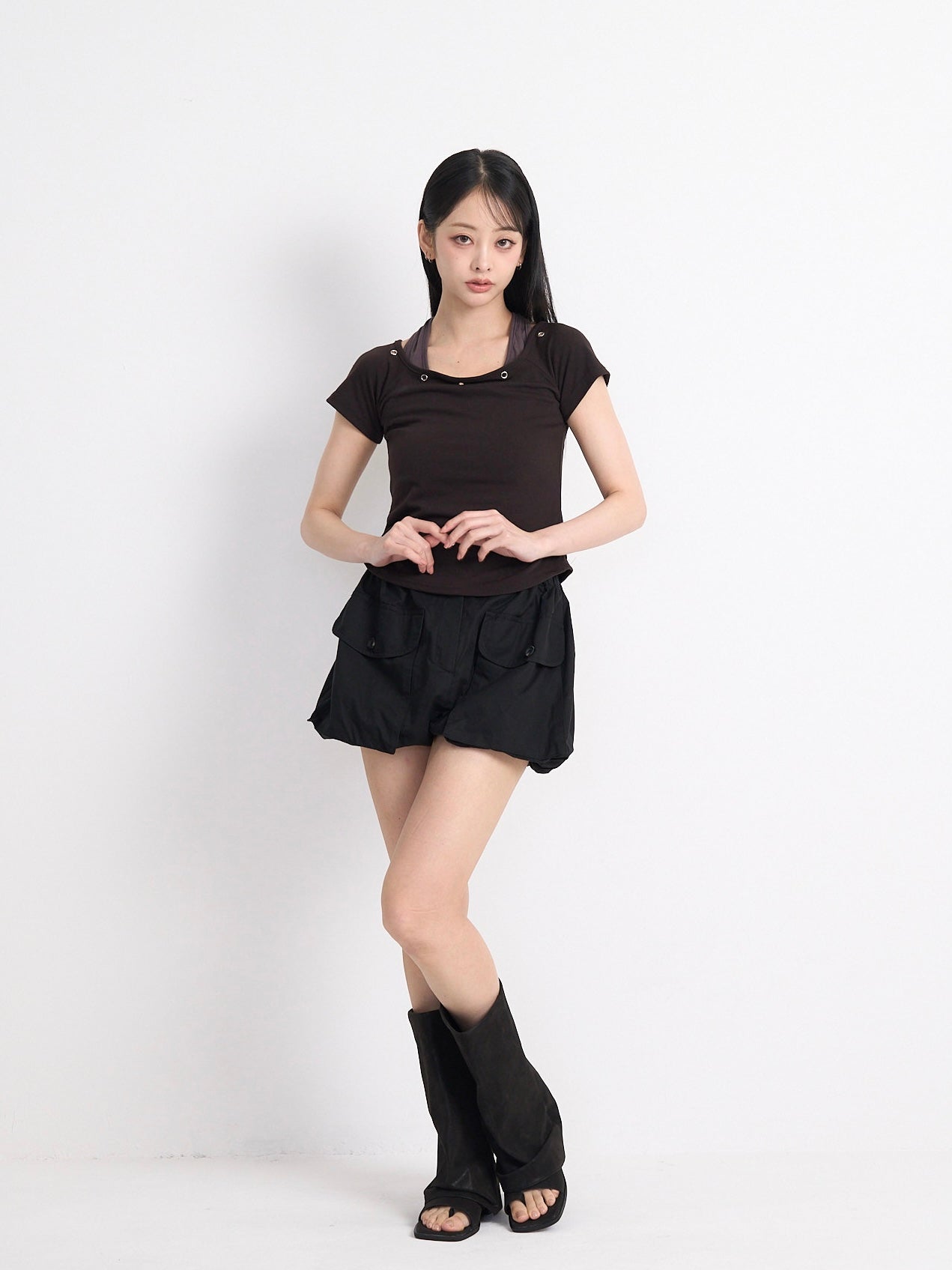 eyelet halter layered tops