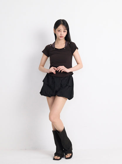 eyelet halter layered tops