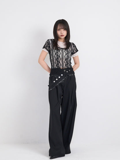 lace layered sheer tops