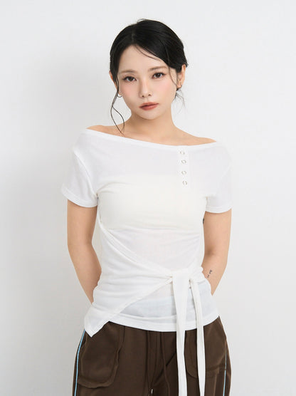 side tie snap tops