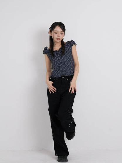 cotton side eyelet pants