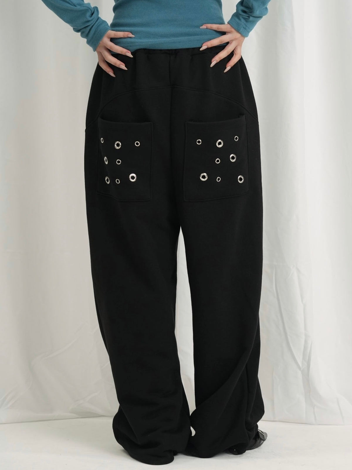 eyelet wide sweat pants