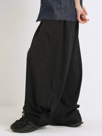 wide stripe tuck pants