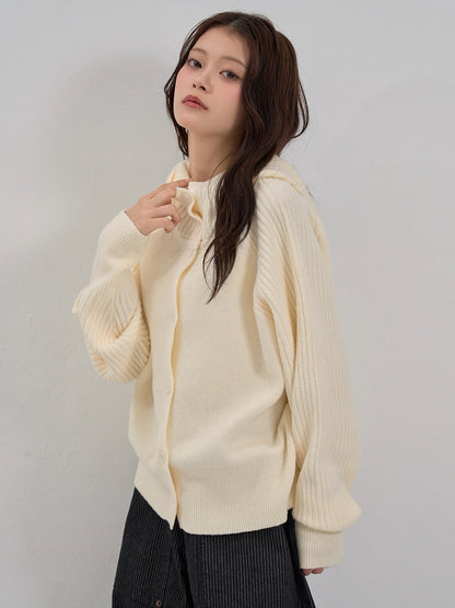 high-neck button knit cardigan