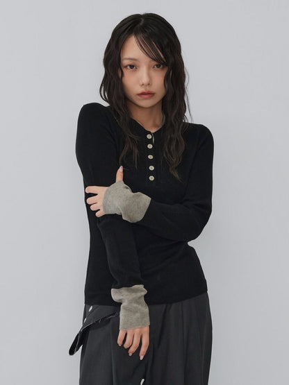bicolor button round tops