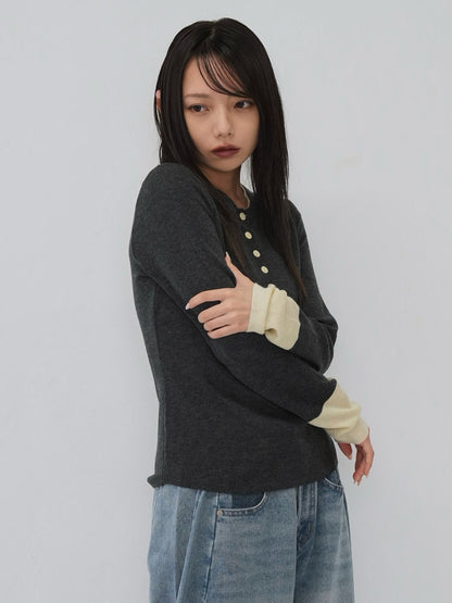 bicolor button round tops