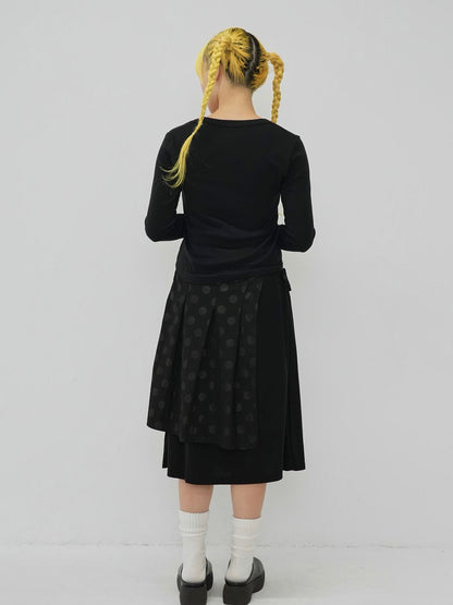 dot layered long skirt