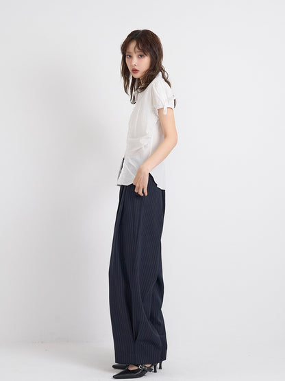 wide stripe tuck pants