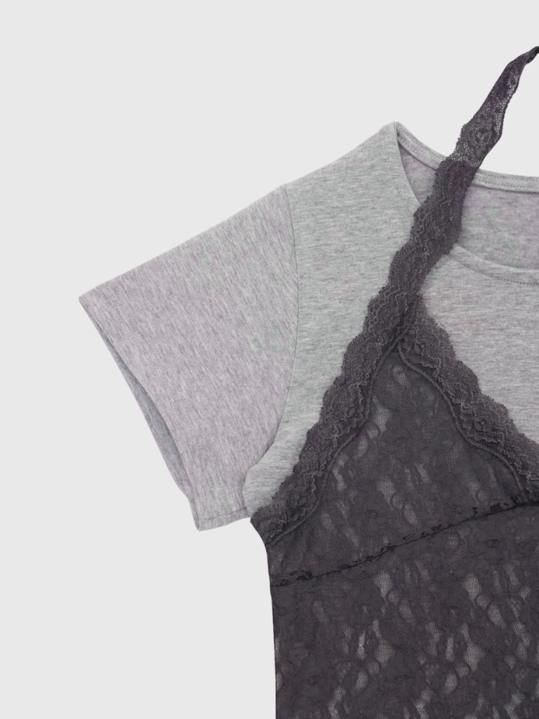 lace overlay halter tops