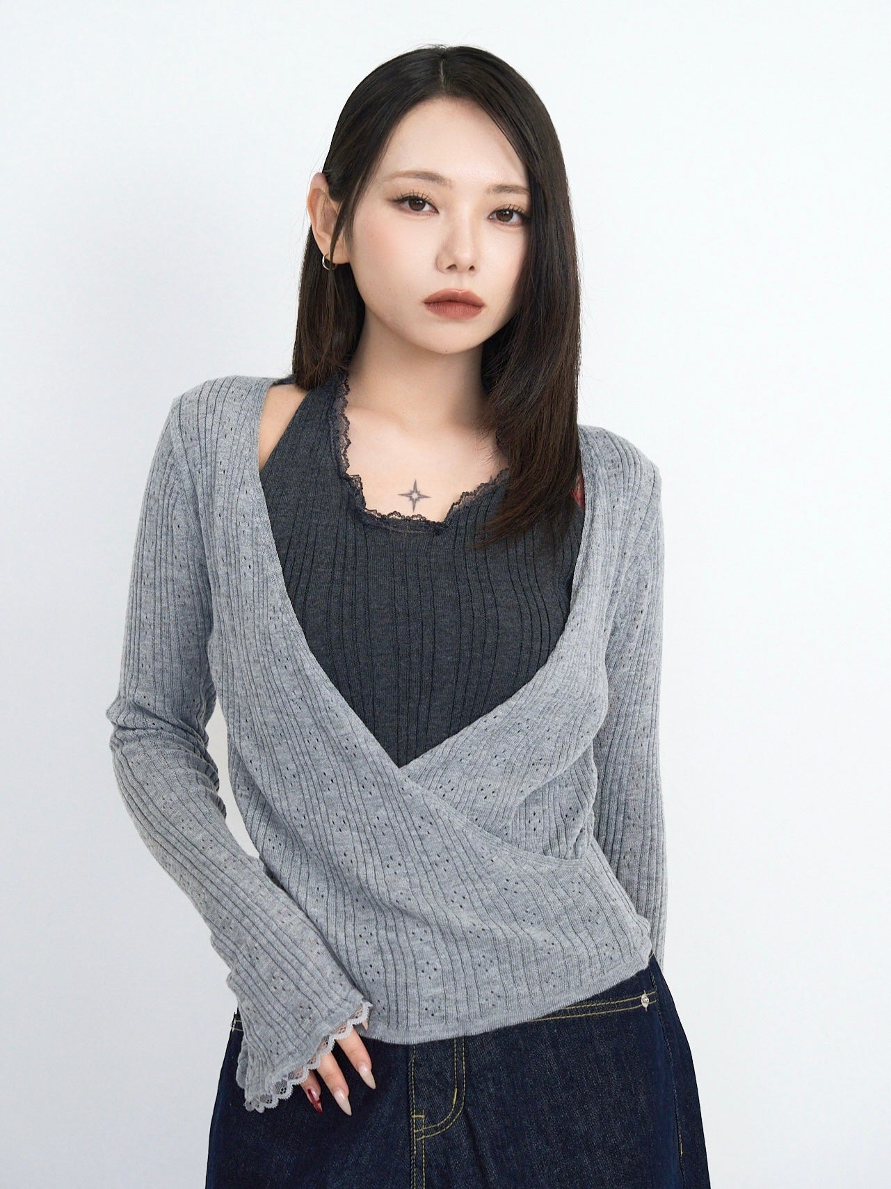 deep v neck cardigan