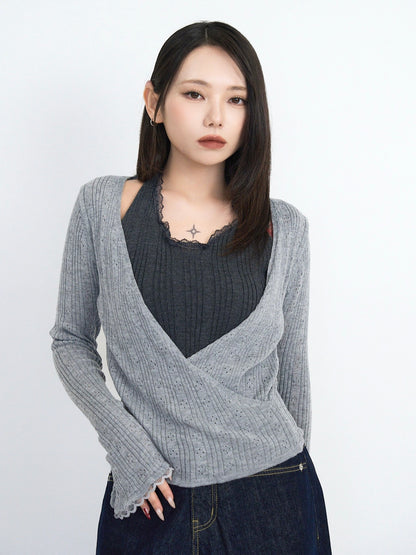 deep v neck cardigan