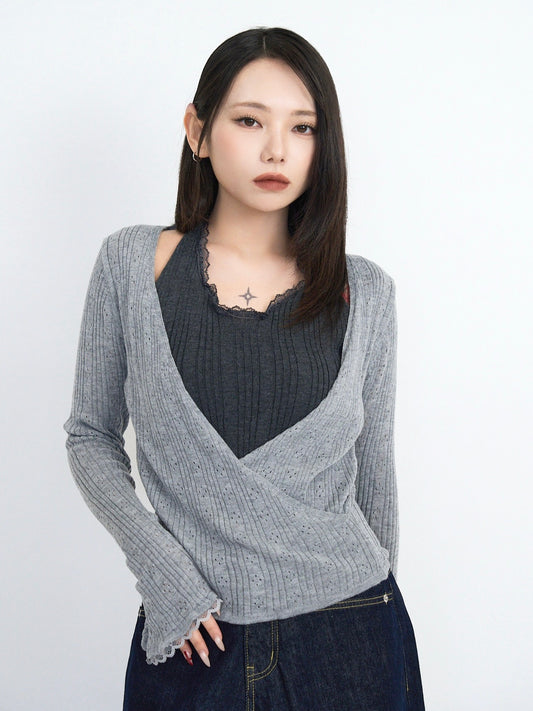 deep v neck cardigan