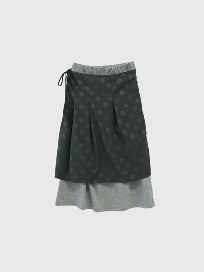 dot layered long skirt