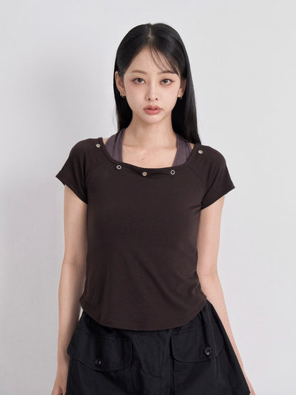 eyelet halter layered tops