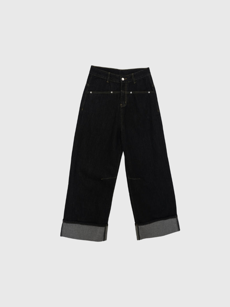 loose wide denim pants