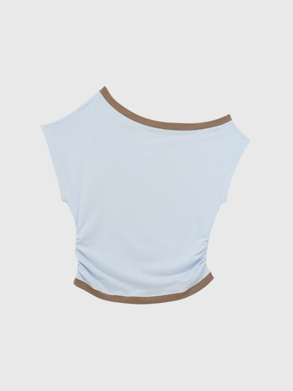 bicolor eyelet off shoulder tops