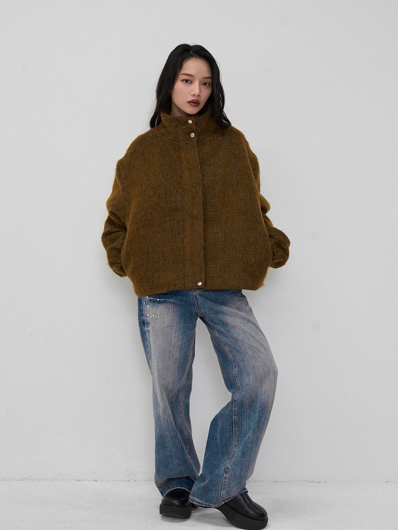 mohair tuck blouson