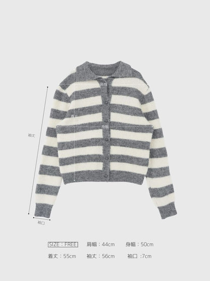 border color knit cardigan