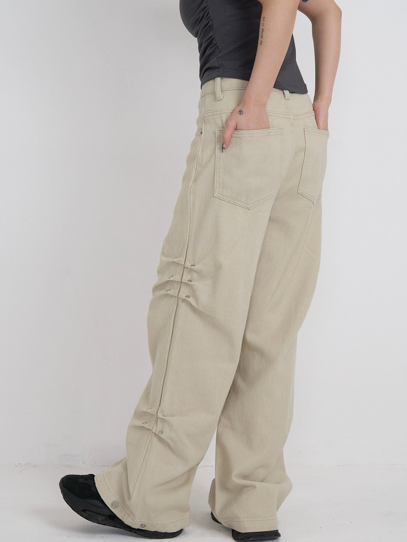 cotton side eyelet pants