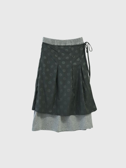 dot layered long skirt