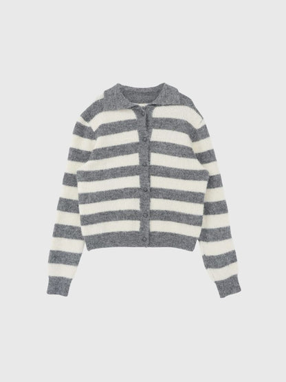 border color knit cardigan