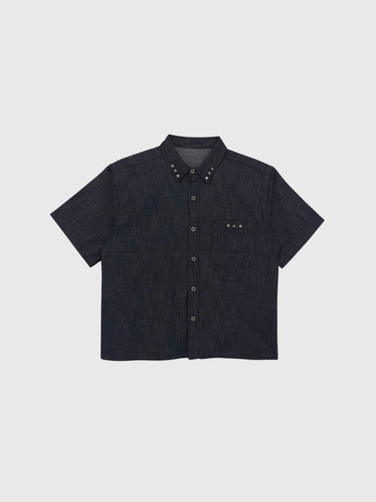 cropped stud denim shirt