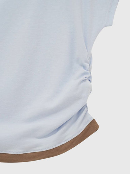 bicolor eyelet off shoulder tops
