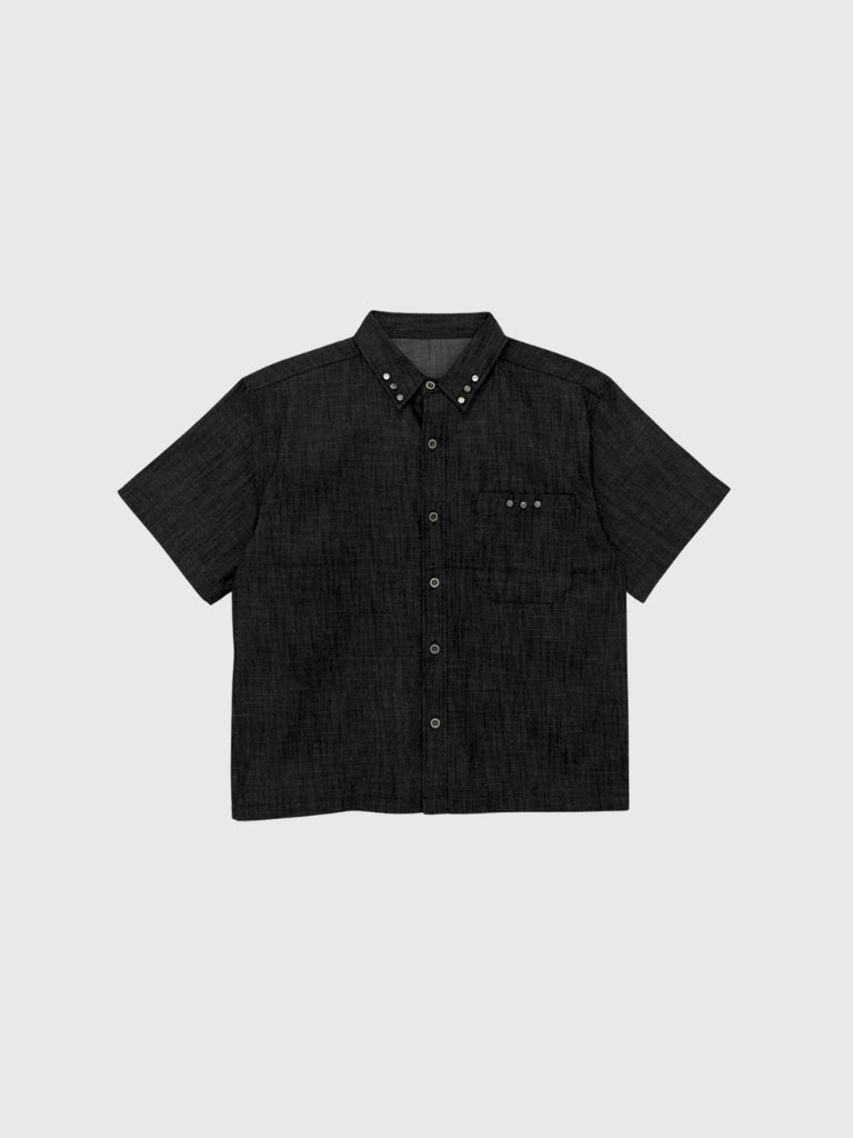 cropped stud denim shirt