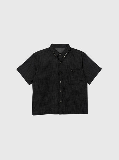 cropped stud denim shirt