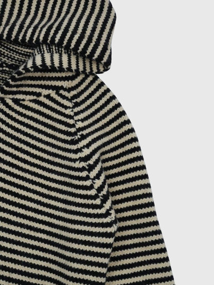 double zip striped knit hoodie