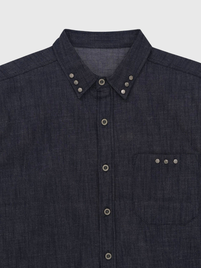 cropped stud denim shirt