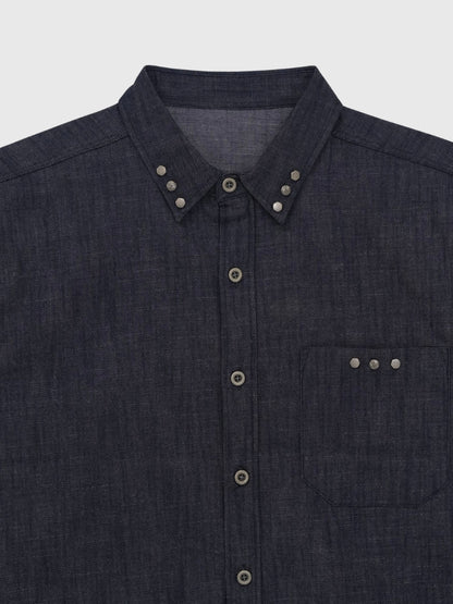 cropped stud denim shirt