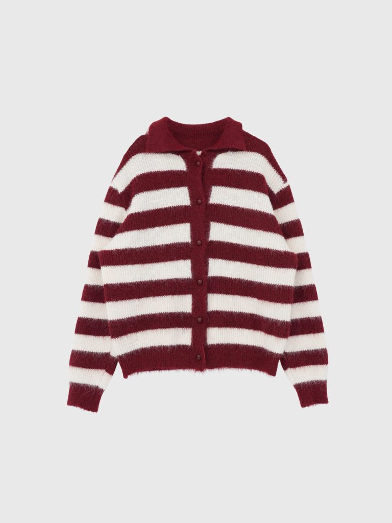 border color knit cardigan