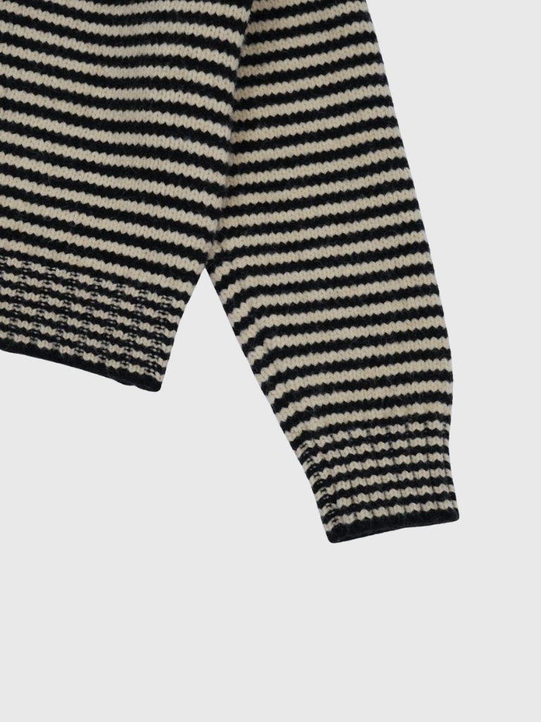 double zip striped knit hoodie