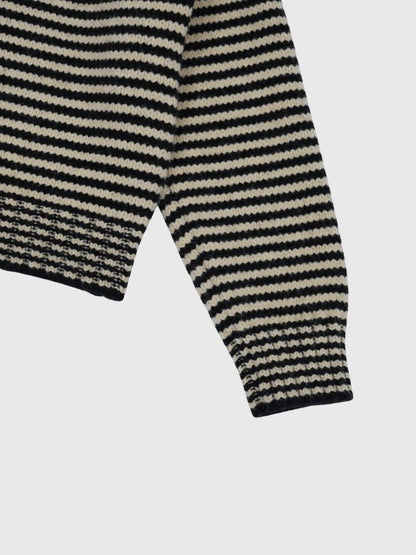 double zip striped knit hoodie