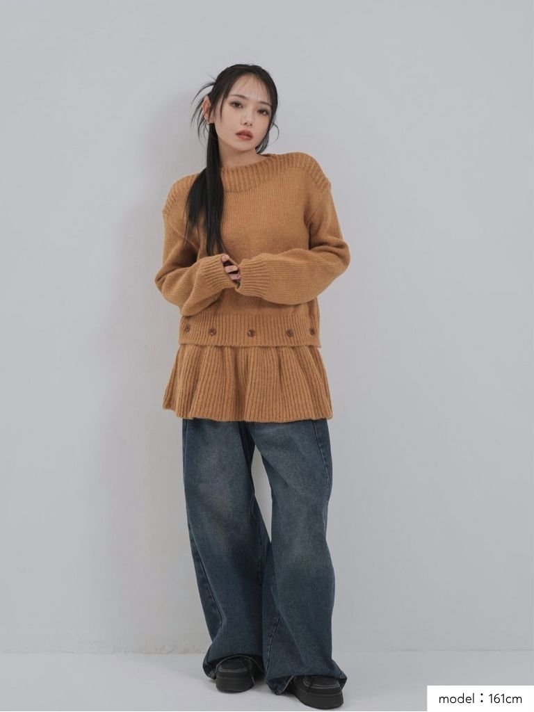 2way layered hem knit