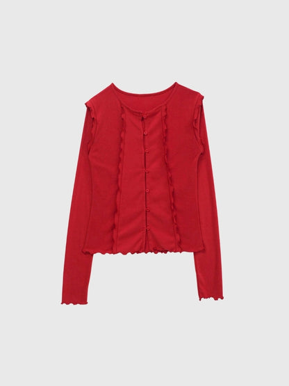 frill trim cardigan