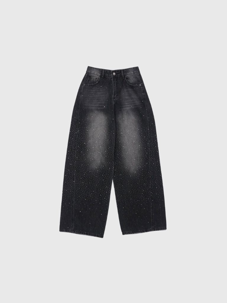 glitter wide denim pants